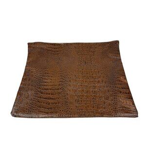 Brown Crocodile Embossed Faux Leather Zippered Bag Pouch Laptop Files